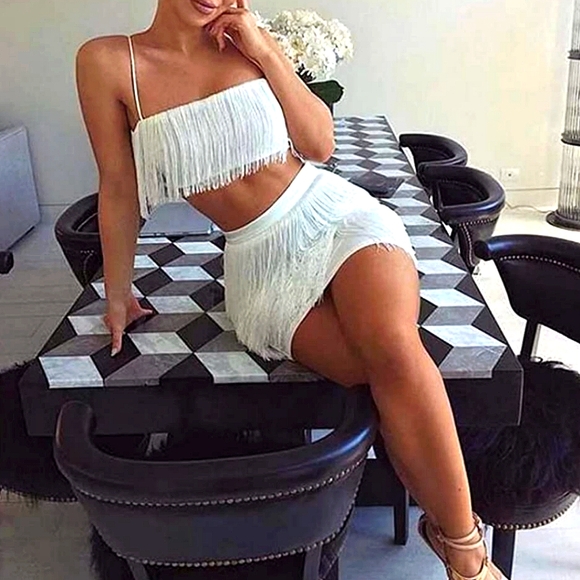 *Sold*White Fringe 2pc set - Picture 1 of 6